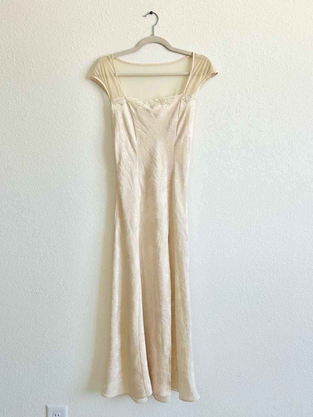 Vintage Victoria’s Secret Gold Label Lace Mesh Slip Maxi Dress with Slit